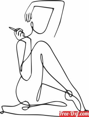 download woman line drawing arts free ready for cut