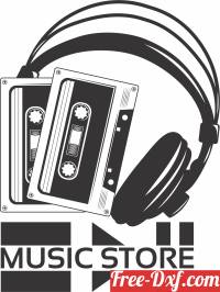 download music store logo sign free ready for cut