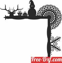 download Christmas snowman Door Corner free ready for cut
