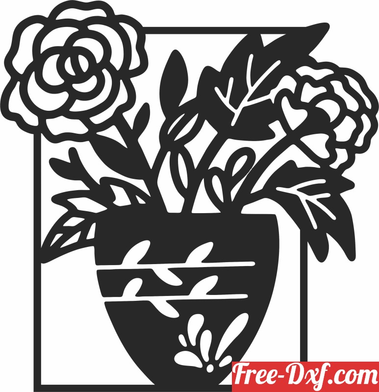 Download flowers roses vase clipart 3qrON High quality free Dxf f