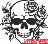 download Skull with Rose Wall Decorskull free ready for cut