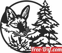 download Wild fox scene wall decor free ready for cut
