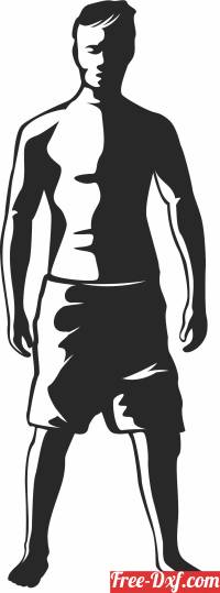 download man Wearing Swimshorts silhouette free ready for cut