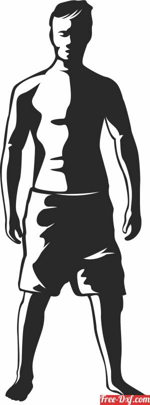 download man Wearing Swimshorts silhouette free ready for cut
