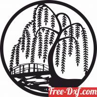 download scene with Willow tree river art free ready for cut