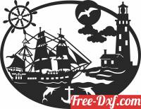 download landscape ship and phare scene free ready for cut