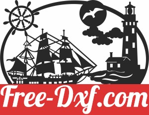 landscape ship and phare scene