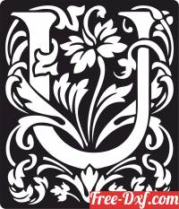 download Personalized Monogram Initial Letter U Floral Artwork free ready for cut