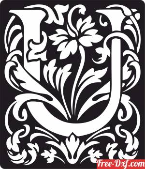 download Personalized Monogram Initial Letter U Floral Artwork free ready for cut