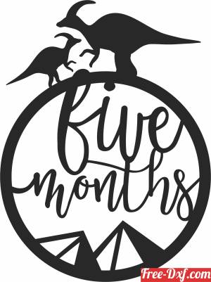 download Baby five months Milestone dinosaur free ready for cut
