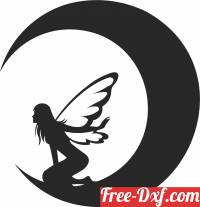 download Fairy on the moon art decors free ready for cut