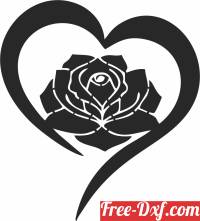 download Roses Heart wall art free ready for cut