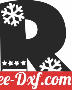 christmas snowflake Letter R monogram