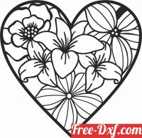download Heart flowers wall decor free ready for cut