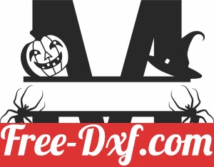 Split monogram M halloween