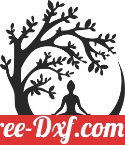Yoga women sitting next the tree