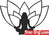 download Yoga women with lotus flower free ready for cut