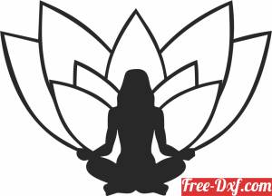 download Yoga women with lotus flower free ready for cut