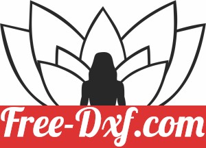 Yoga women with lotus flower