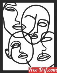 download Faces line wall art free ready for cut