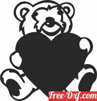download bear with heart clipart free ready for cut