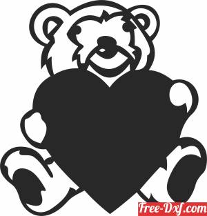 download bear with heart clipart free ready for cut