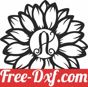 Monogram letter Sunflower flower clipart