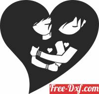 download heart anime couple art free ready for cut