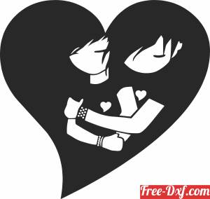 download heart anime couple art free ready for cut