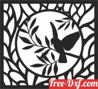 download birds on branche wall panel free ready for cut