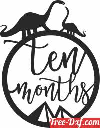 download Baby ten months Milestone dinosaur free ready for cut