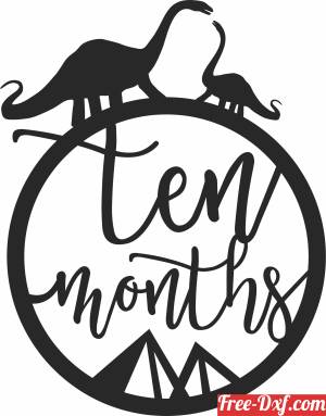 download Baby ten months Milestone dinosaur free ready for cut
