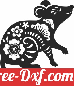 Rat with flowers clipart