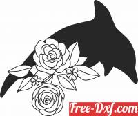 download Floral Dolphin fish clipart free ready for cut