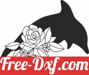 Floral Dolphin fish clipart