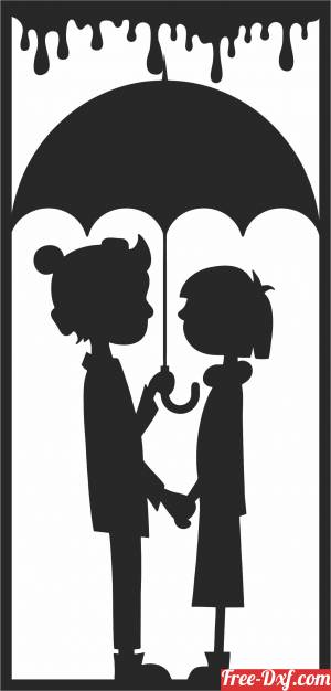 download Couple with umbrella wall decor free ready for cut
