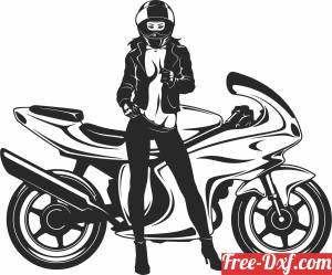 download Sexy Girl with Motorcycle free ready for cut