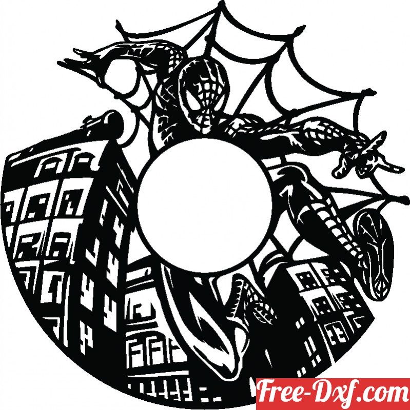 Download spider man wall vinyl clock 7t8RY High quality free Dxf