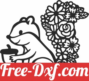 floral Squirrel Holding Nut