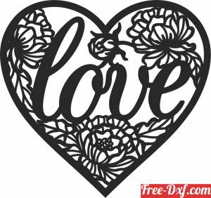 download Love floral hearts sign free ready for cut