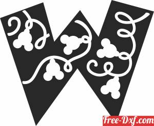 download Mickey Mouse W monogram free ready for cut