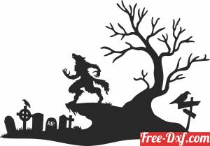download Halloween scenery wolf scene free ready for cut