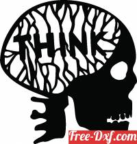 download skull with think word free ready for cut