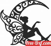 download Fairy on the moon wall decor free ready for cut