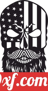 Bearded Skull with USA flag