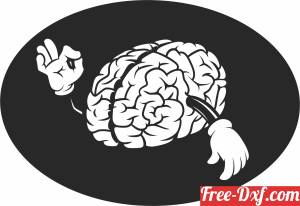 download cartoon brain with hands free ready for cut