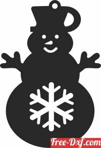 download snowman ornament Christmas with Snowflake free ready for cut