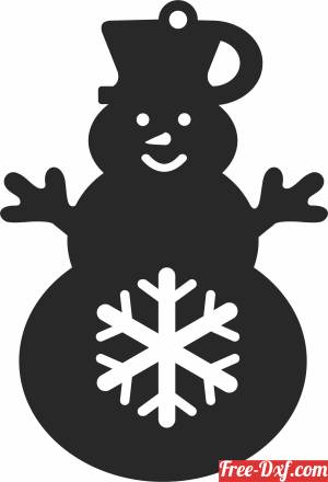 download snowman ornament Christmas with Snowflake free ready for cut