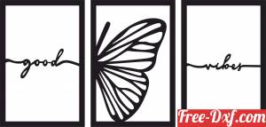 download 3 pieces wall decor good vibes butterfly free ready for cut