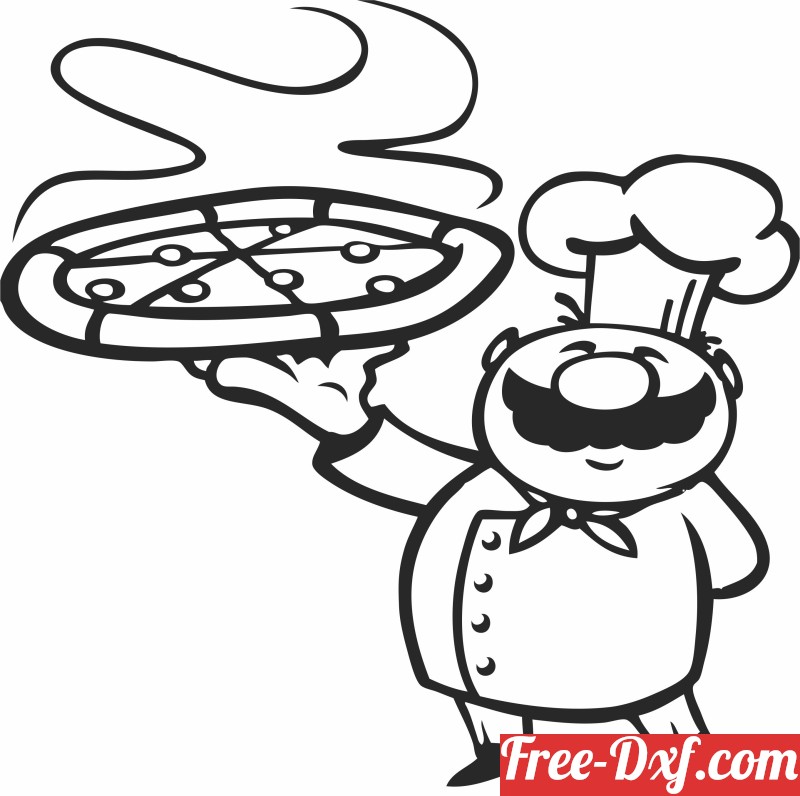 pizza chef clip art black and white